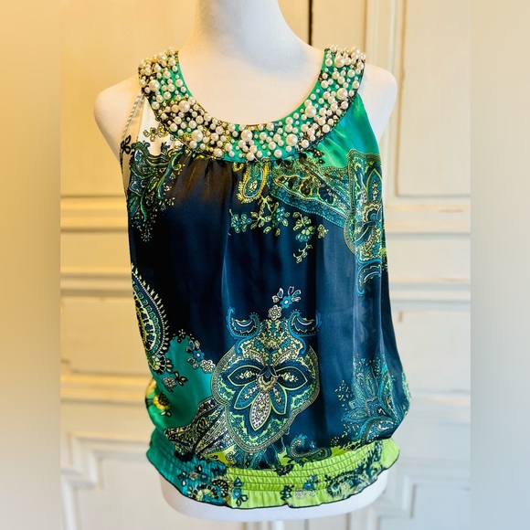 Larry Lavine | Signature Collection Paisley Top with Bauble neckline - Picture 1 of 8